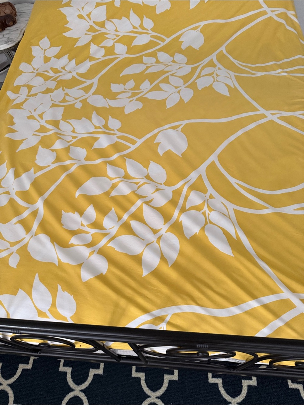 Marimekko Madison Yellow and White Floral Cotton Duvet Cover Size Queen - Picture 2 of 6